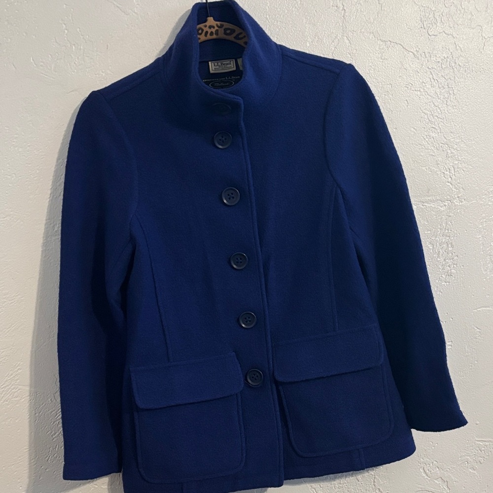 L.L. Bean Women's Cobalt Blue Wool Pea Coat Jacket